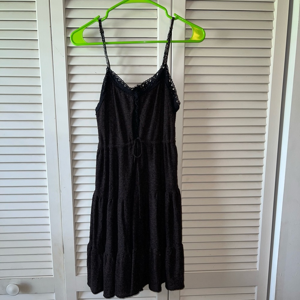 Free People Black Dress with floral straps.